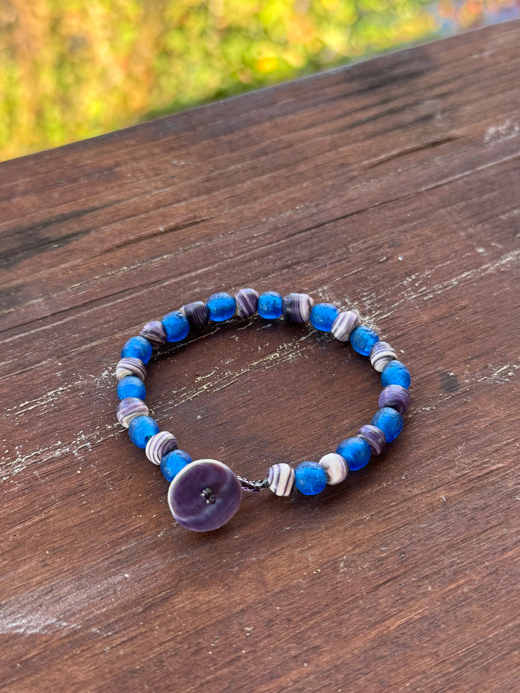Sea glass and wampum bracelet