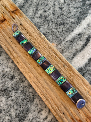 Wampum abalone tile bracelet