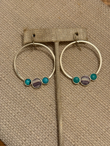 Hoops with wampum and turquoise