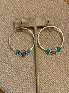 Hoops with wampum and turquoise