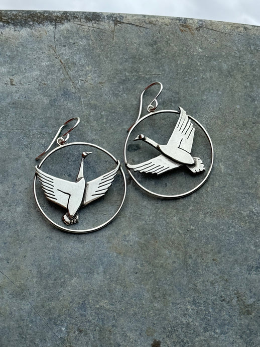 Canadian goose hoop earrings