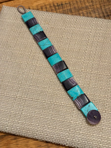 Wampum and turquoise tile bracelet