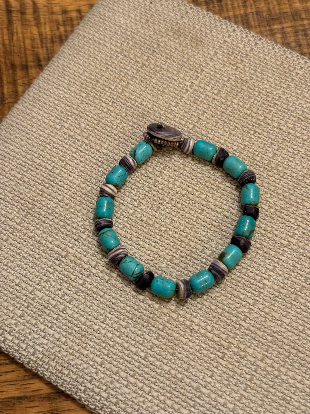 Wampum and turquoise bracelet