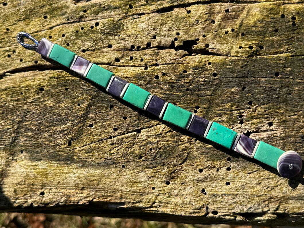 Silver turquoise wampum