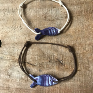 Wampum fish tie bracelet