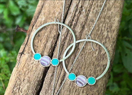 Hoops with wampum and turquoise