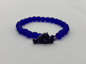 Cobalt blue glass bead bracelet wampum clasp