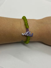 Lime green glass bead bracelet wampum clasp