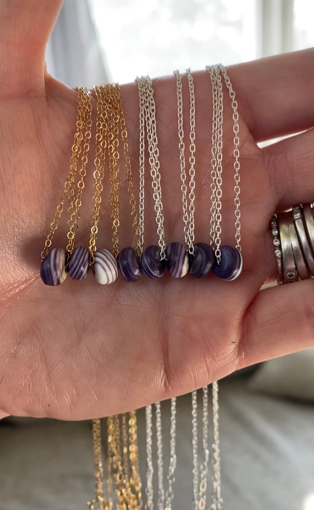 Simple wampum bead necklace