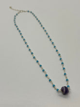 Turquoise and wampum bead necklace