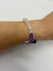 White glass bead bracelet wampum closure