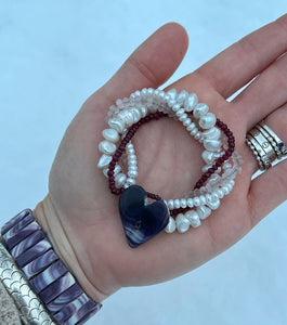 Pearl and precious stone bracelets